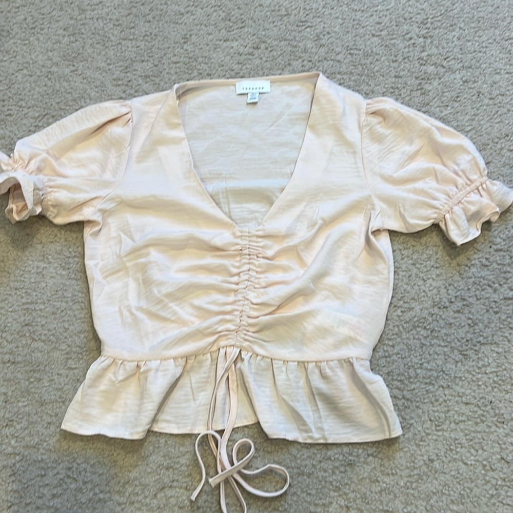 Top Shop Light Pink Ruffle Crop